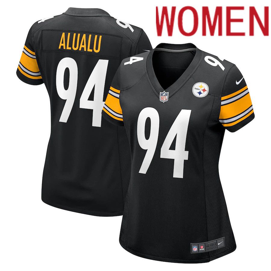 Women Pittsburgh Steelers #94 Tyson Alualu Nike Black Game NFL Jersey